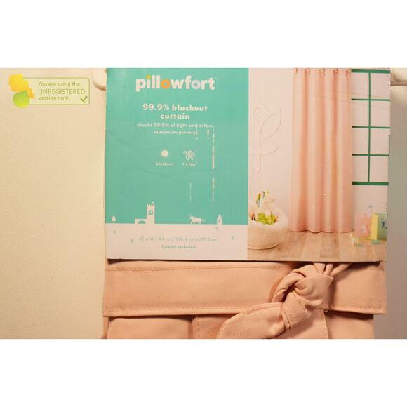 Pillowfort Tie Top Embellished Kids' Blackout 42x84" Curtain Panel W/Ties Pink * - Picture 2 of 4